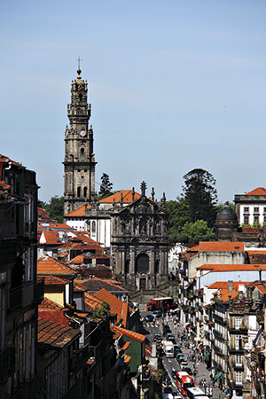 street and church of oporto