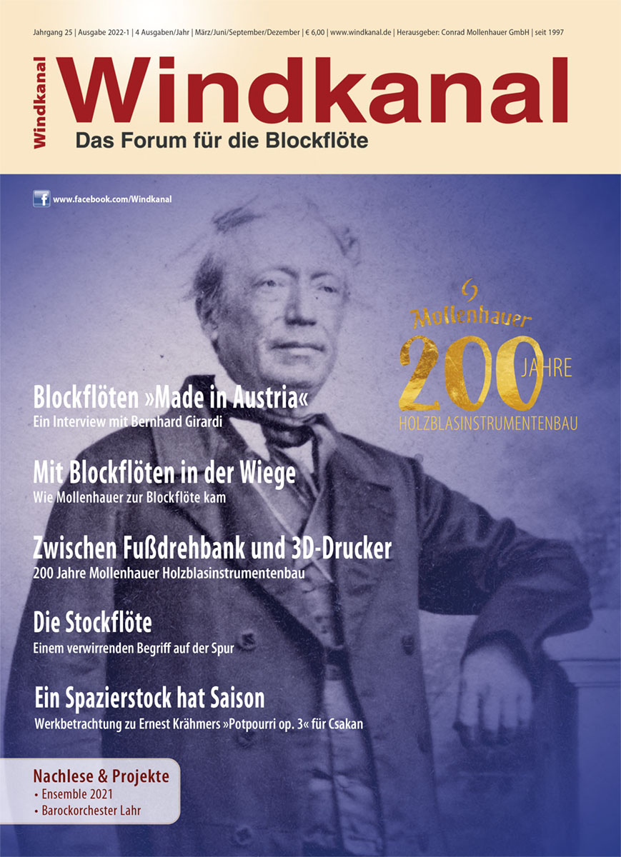 Blockflötenzeitschrift Windkanal: Titelbild der Ausgabe 2020-4