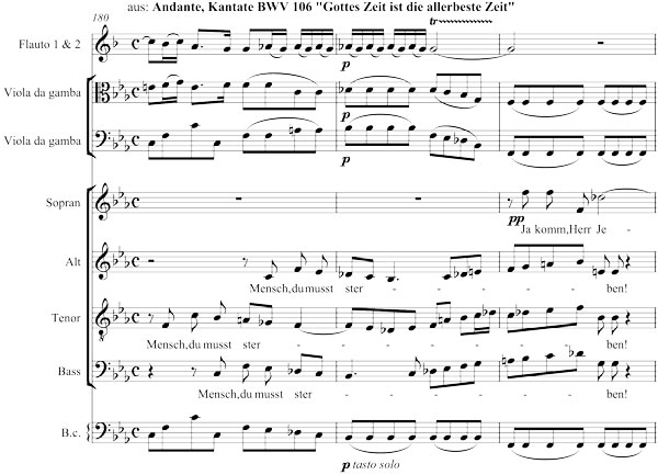Sheet-music-exampe: Andante, Kantate BWV 106