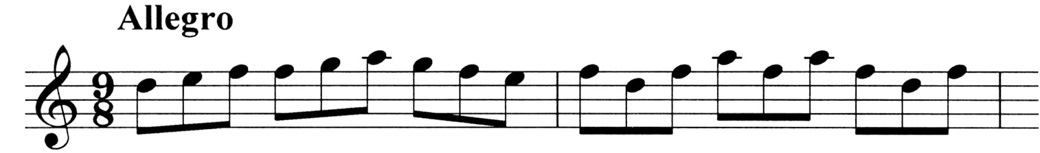 Anfangspassage aus der Telemann-Sonate d-Moll der Essercizii Musici