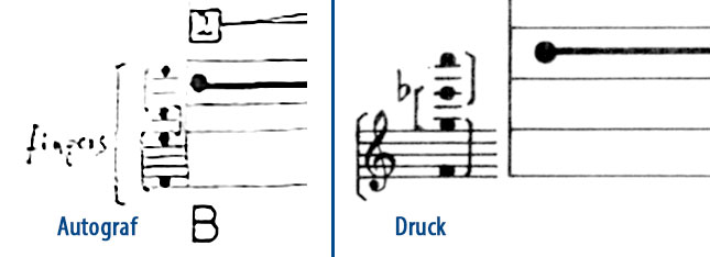 Differenzen zwischen Autograf und Druck