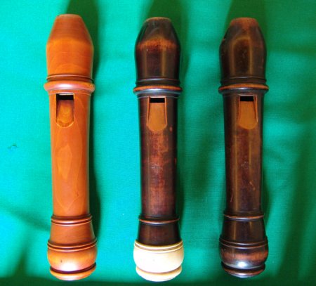Three head joints of voice flutes made by Bressan