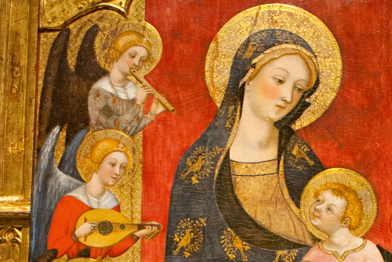 Detail aus dem Gemälde »Jungfrau und Kind« von Pere Serra, ca. 1385